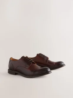 Marron - Chaussures à bout en cuir