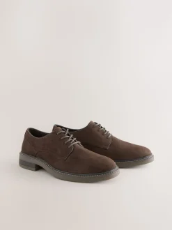 Marron - Chaussures derby en suédine