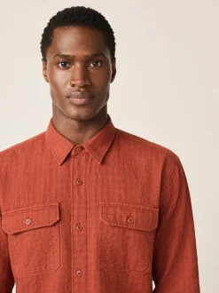 Marron - Chemise Coupe classique texturée à manches longues gaufrée