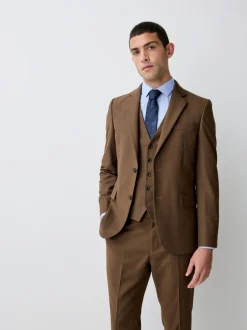 Marron - Coupe ajustée Flannel Costume Veste