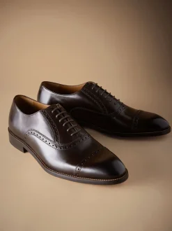 Marron - Coupe classique - Chaussures avec bout Oxford semelle en cuir Signature