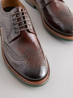 Marron - Coupe classique - Chaussures Brogues épaisses à semelle contrastante en cuir