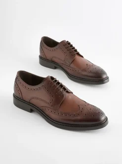 Marron - Coupe large - Chaussures Richelieu derby en cuir