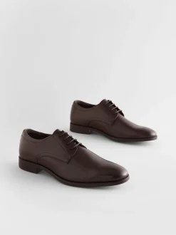 Marron - Coupe large - Derbys en cuir classiques