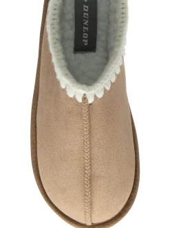 Marron - Dunlop Chaussons mules Whipstitch en faux daim