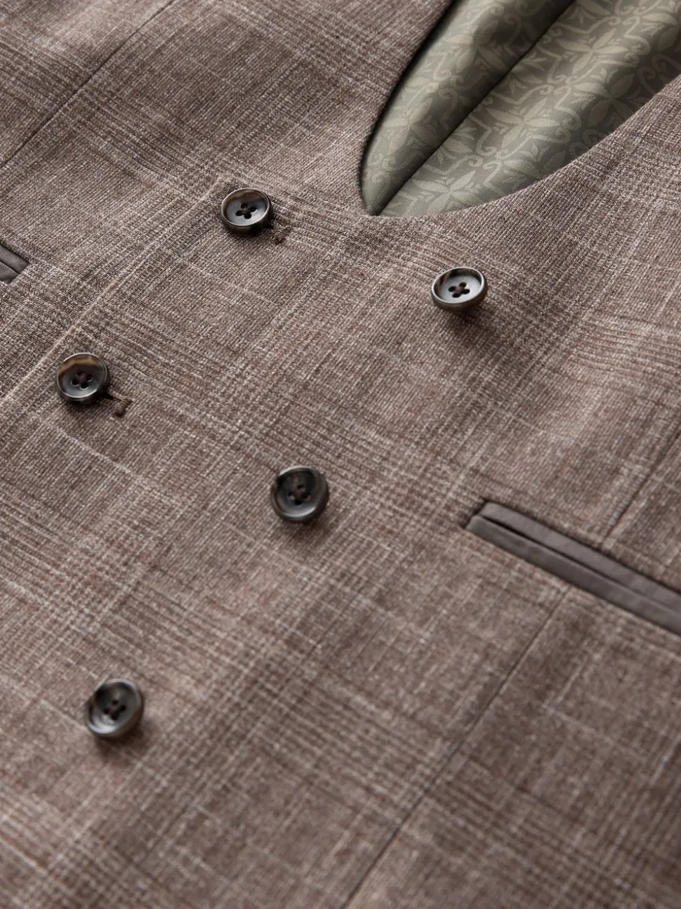 Marron - Gilet de costume à carreaux