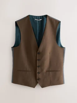 Marron - Gilet de costume en flanelle