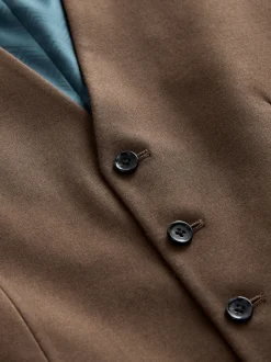 Marron - Gilet de costume en flanelle