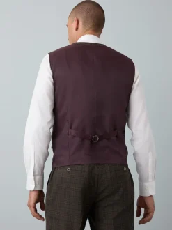 Marron - Gilet de costume à carreaux coupe ajustée
