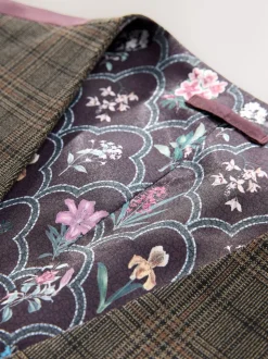 Marron - Gilet de costume à carreaux coupe ajustée