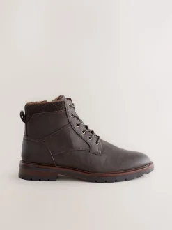 Marron - Grands bottes zippées doublées de borg