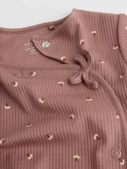 Marron à imprimé petites fleurs - Combinaisons de nuit pour bébé 3 Pack (0-2ans)