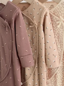 Marron à imprimé petites fleurs - Combinaisons de nuit pour bébé 3 Pack (0-2ans)