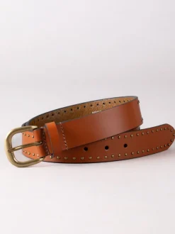 Marron - Lakeland Leather Sandale Studded Belt (ceinture cloutée en cuir)