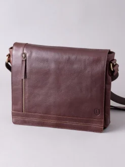 Marron - Lakeland Leather Large Keswick Leather Messenger Bag