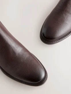 Marron - Leather Chelsea Boots