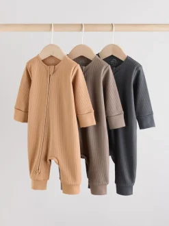 Marron - Lot de 3 dors-bien sans pieds zippés pour bébé (0mois3ans)