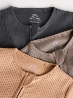 Marron - Lot de 3 dors-bien sans pieds zippés pour bébé (0mois3ans)