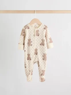 Marron - Lot de 4 dors-bien bébé à imprimé ours avec fermeture éclair bidirectionnelle (0mois-2ans)