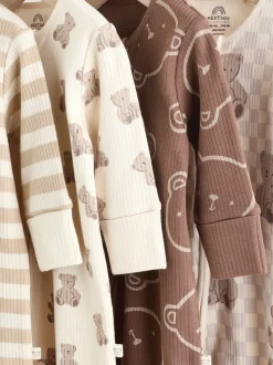 Marron - Lot de 4 dors-bien bébé à imprimé ours avec fermeture éclair bidirectionnelle (0mois-2ans)