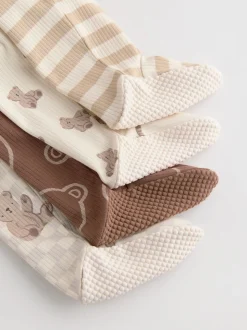 Marron - Lot de 4 dors-bien bébé à imprimé ours avec fermeture éclair bidirectionnelle (0mois-2ans)