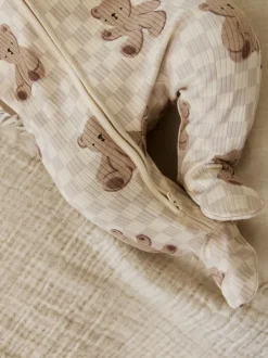 Marron - Lot de 4 dors-bien bébé à imprimé ours avec fermeture éclair bidirectionnelle (0mois-2ans)