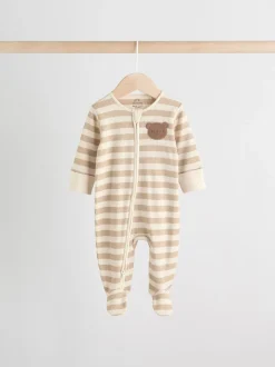 Marron - Lot de 4 dors-bien bébé à imprimé ours avec fermeture éclair bidirectionnelle (0mois-2ans)