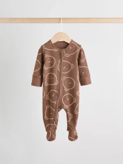 Marron - Lot de 4 dors-bien bébé à imprimé ours avec fermeture éclair bidirectionnelle (0mois-2ans)