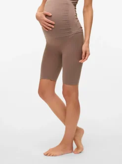 Marron - Mamalicious Leggings de maternité sans coutures