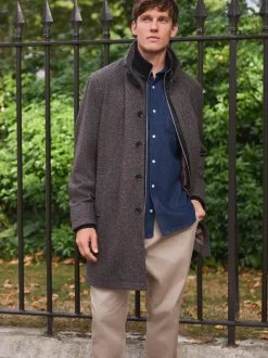 Marron - Manteau en entonnoir Blend en laine avec Vestes sans manches factice