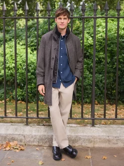 Marron - Manteau en entonnoir Blend en laine avec Vestes sans manches factice