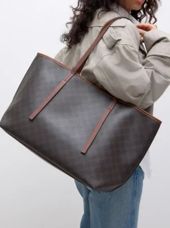 Marron à monogramme - Grand Sac épaule