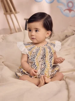 Marron À motifs - Barboteuse brodée Cath Kidston 100% coton imprimée