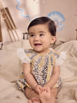 Marron À motifs - Barboteuse brodée Cath Kidston 100% coton imprimée