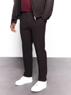 Marron - Pantalon élégant à taille élastique avec contenu en laine