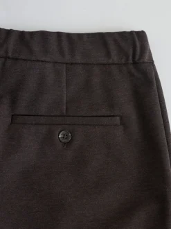 Marron - Pantalon élégant à taille élastique avec contenu en laine