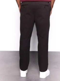 Marron - Pantalon élégant à taille élastique avec contenu en laine