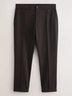 Marron - Pantalon élégant à taille élastique avec contenu en laine