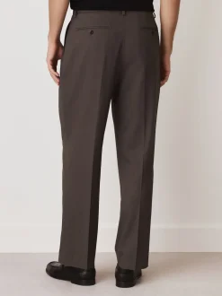 Marron - Pantalon élégant plissé coupe décontractée