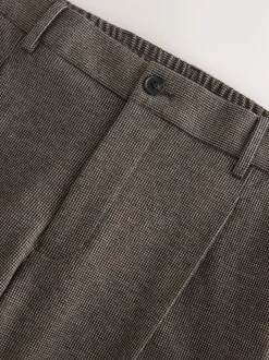 Marron - Pantalons Coupe ajustée texturés à dos élastique extensible