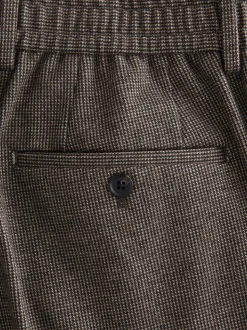 Marron - Pantalons Coupe ajustée texturés à dos élastique extensible