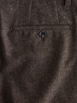 Marron - Pantalons élégants texturés et fuselés coupe standard avec laine
