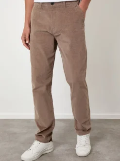 Marron - Pantalons Threadbare coupe droite en velours côtelé extensible