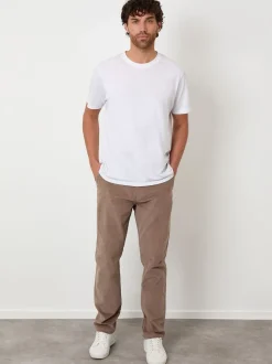 Marron - Pantalons Threadbare coupe droite en velours côtelé extensible