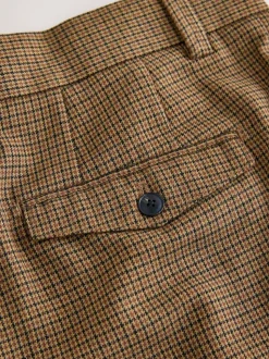 Marron à petit motif pied-de-poule - Slim Fit (Slim Fit) - Pantalons texturés élégants