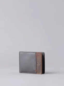 Marron - Portefeuille Lakeland en cuir surpiqûres en cuir à deux plis