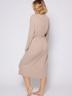 Marron - Robe de chambre Loungeable kimono côtelée