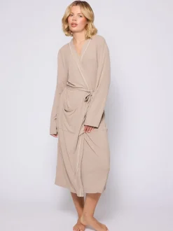 Marron - Robe de chambre Loungeable kimono côtelée