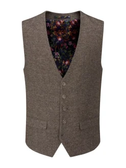 Marron - Skopes Jude Tweed Coupe sur mesure Suit Gilet