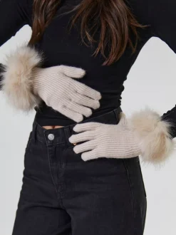 Marron - South Beach ensemble bonnet et gants en fausse fourrure